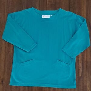 Vintage Pennylane Teal 3/4 Sleeve Top - Medium